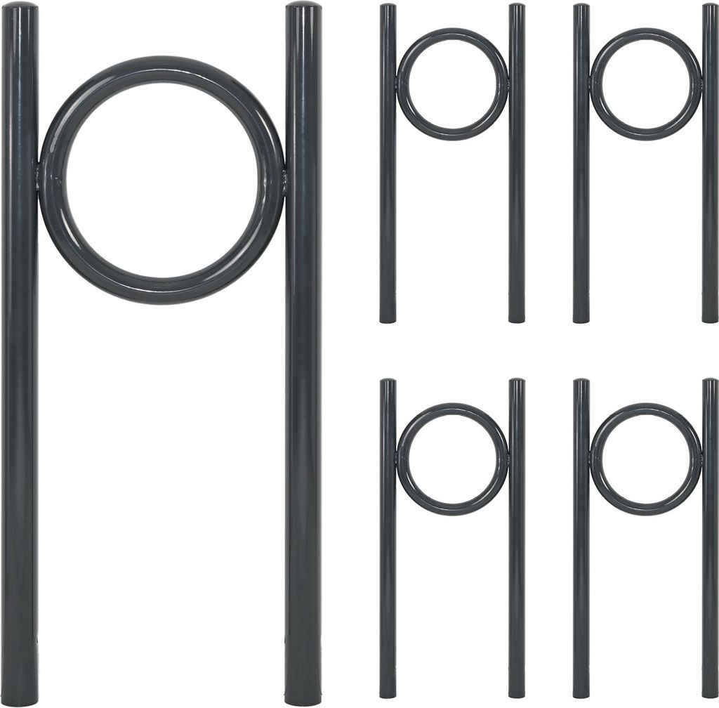5x Fahrradanlehnbügel 115 x 52 cm Stahl pulverbeschichtet Ø 60 mm zum Einbetonieren Parker Anthrazit Typ O