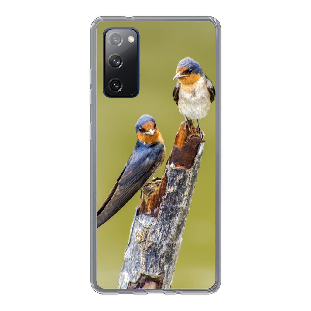 MuchoWow Handyhülle Schutzhülle Hülle für Samsung Galaxy S20 FE Vögel - Zweig - Porträt Silikon Softcase Handy Hülle - Abdeckung