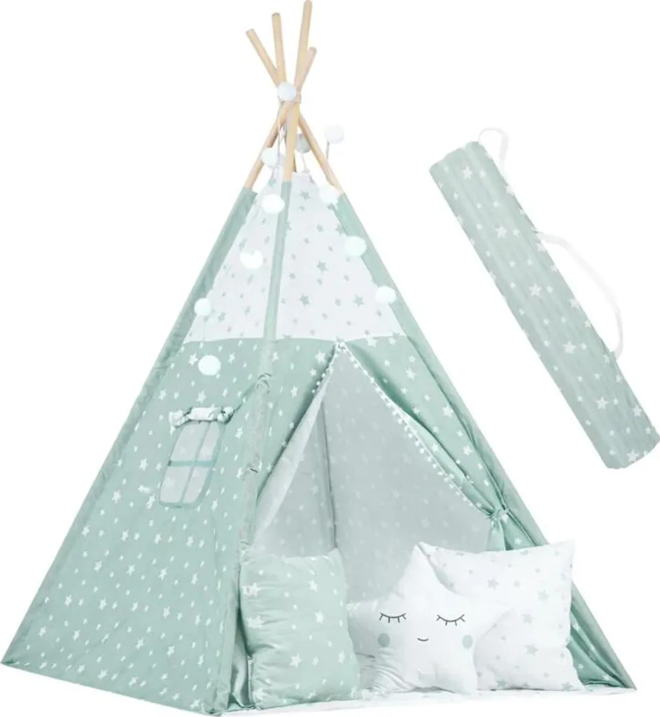 Tente Enfant Lumineuse Nukido Menthe - Tissu Premium et Design Étoilé