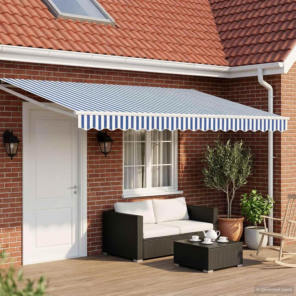 vidaXL Elektrische ausziehbare Markise Blau und Weiß 4 x 2 m