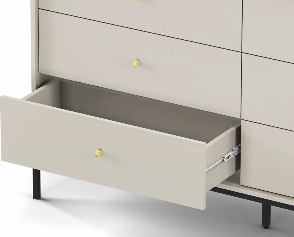 Commode beige vintage Monne avec double rangement à six tiroirs - 5