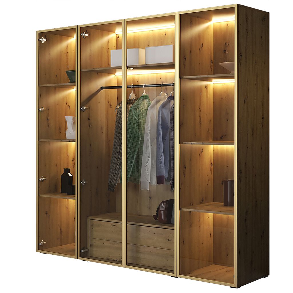 Kleiderschrank mit Schubladen VITRE 200 eiche artisan / golden
