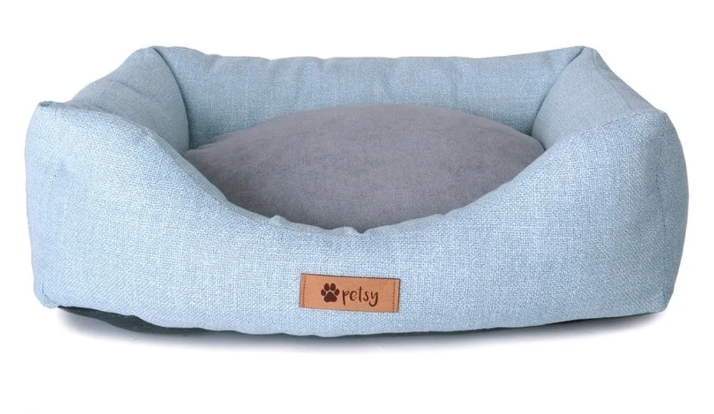 Cuccia DONY 55 cm Lavabile Azzurro-Grigio | Letto Cane Resistente
