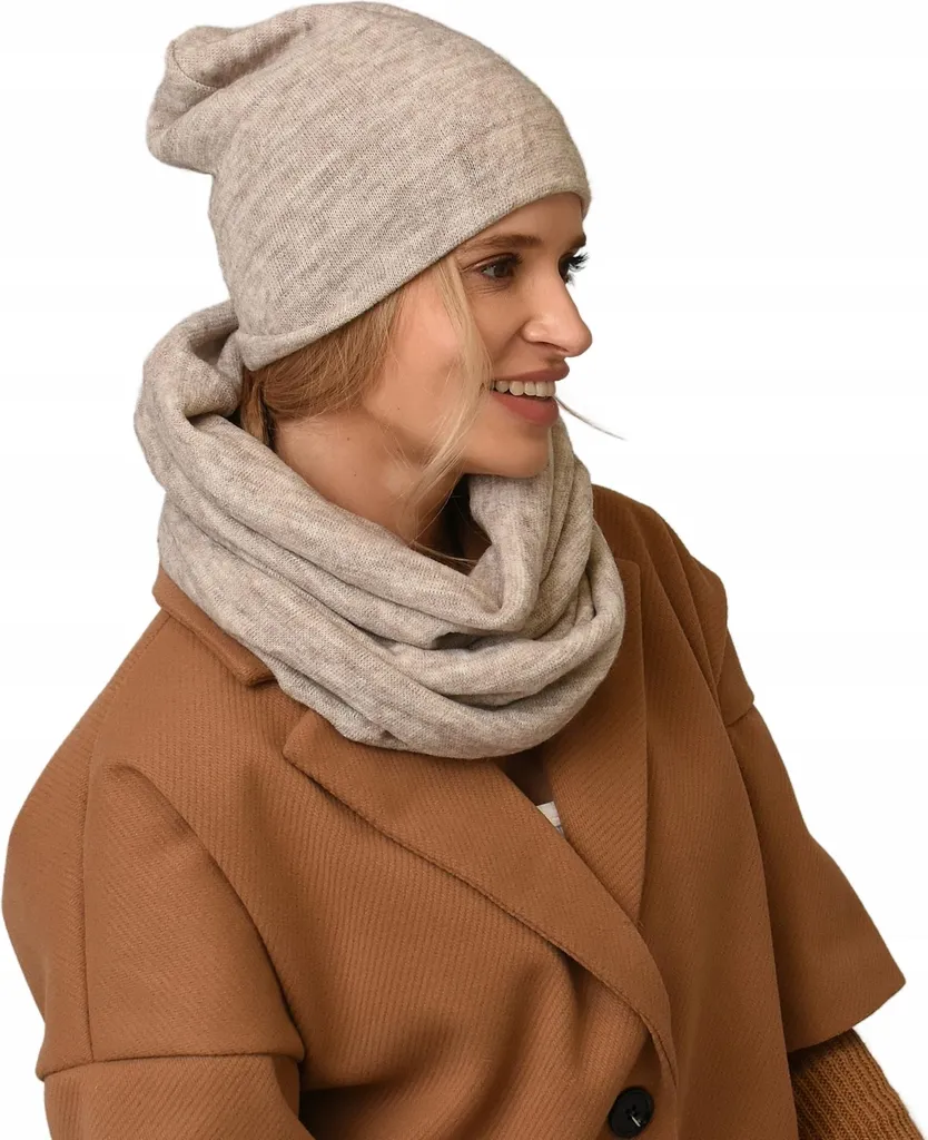 Set Invernale Beige K6: Berretto e Sciarpa Tunnel Anti-Vento - 5