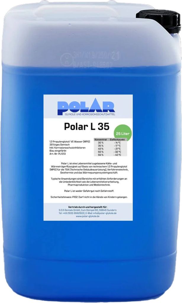 Polar L-MPG Glykol Frostschutzmittel, Propylenglykol 35% Gemisch 25 Liter