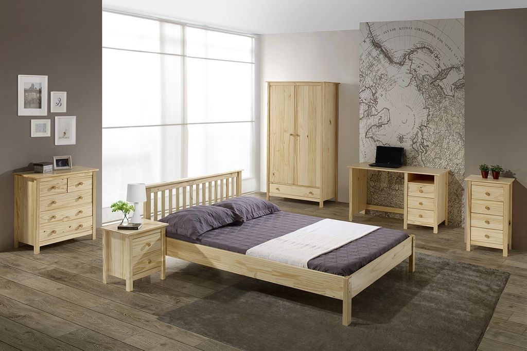 Möbilia Kleiderschrank | 2 Türen, 1 Schublade | Kiefer-Holz Produktbild 3