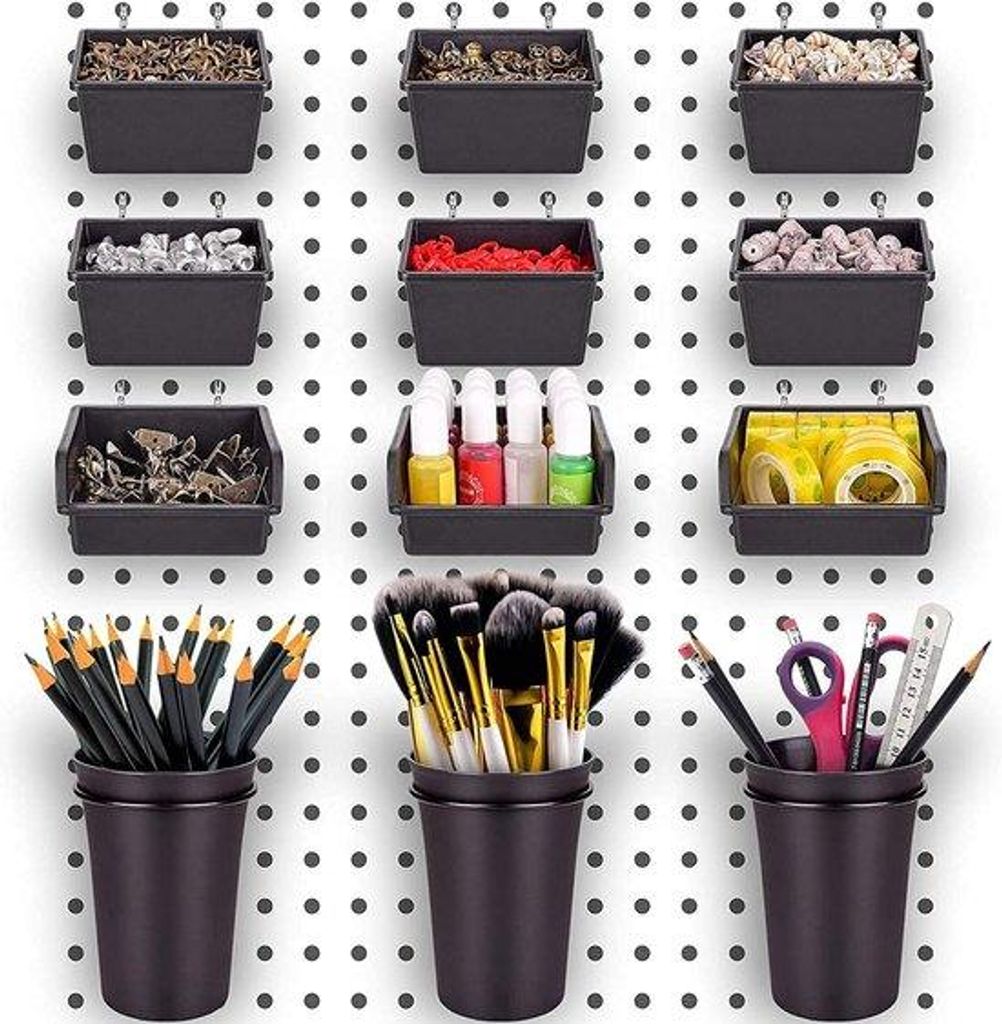 15-teiliges Organizer-Set mit Haken und Aufbewahrungsboxen für Wandmontage, Garage, Werkstatt, Büro