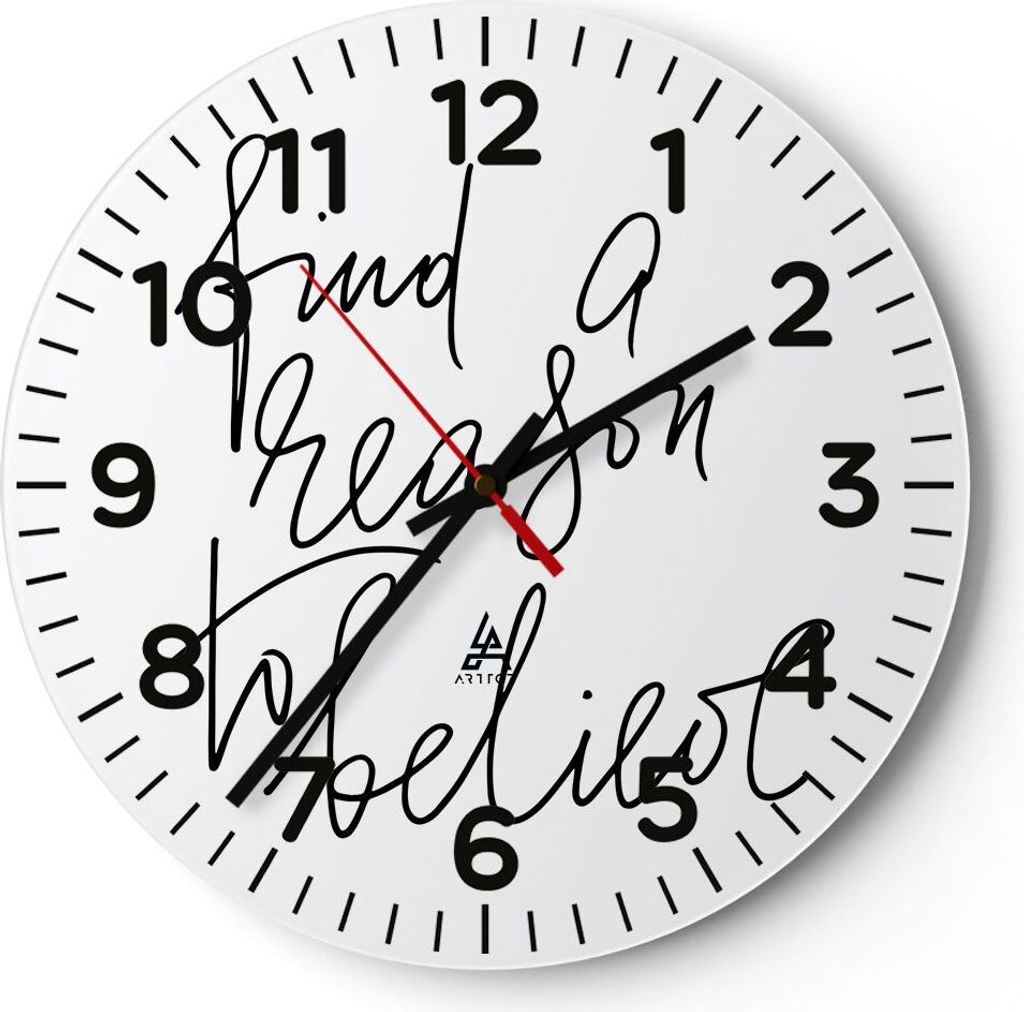 Wanduhr - Rund - Glasuhr - Manuskript Motto glauben - Produktbild 