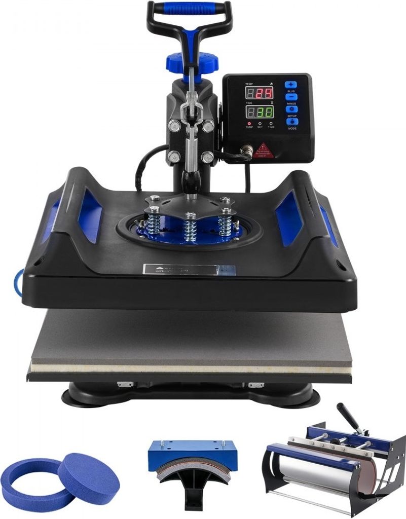 Hitzepresse Transferpresse 38x38cm - Tumbler Presse für T-Shirts - Blau und Schwarz - Professionelle Wärmeübertragung - Geeignet für Textilien