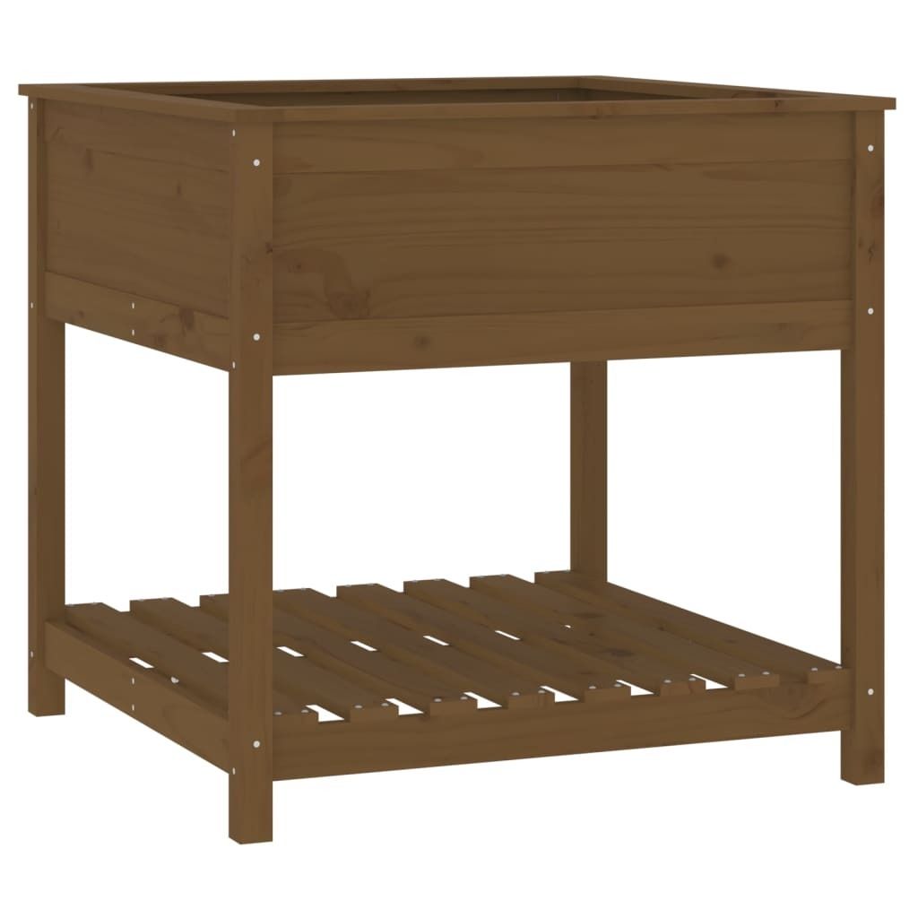 "2026 MODERNE"Pflanzkübel - Blumenkasten - mit Ablage Honigbraun 82,5x82,5x81 cm Kiefernholz - Beete Einfacher Aufbau CC7183754