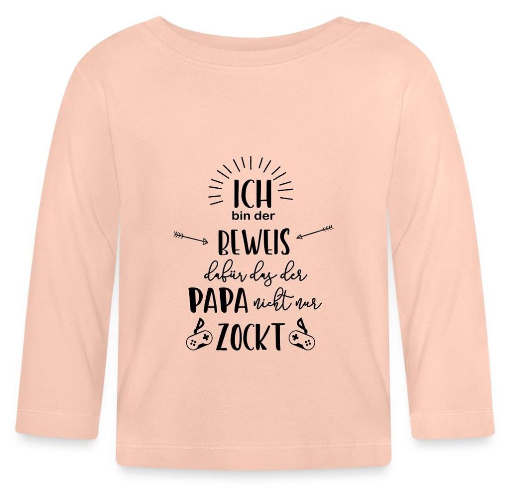 Spreadshirt Der Beweis Dass Der Papa Nicht Nur Zockt Baby Langarm Shirt, 6-12 Monate, Kristallrosa