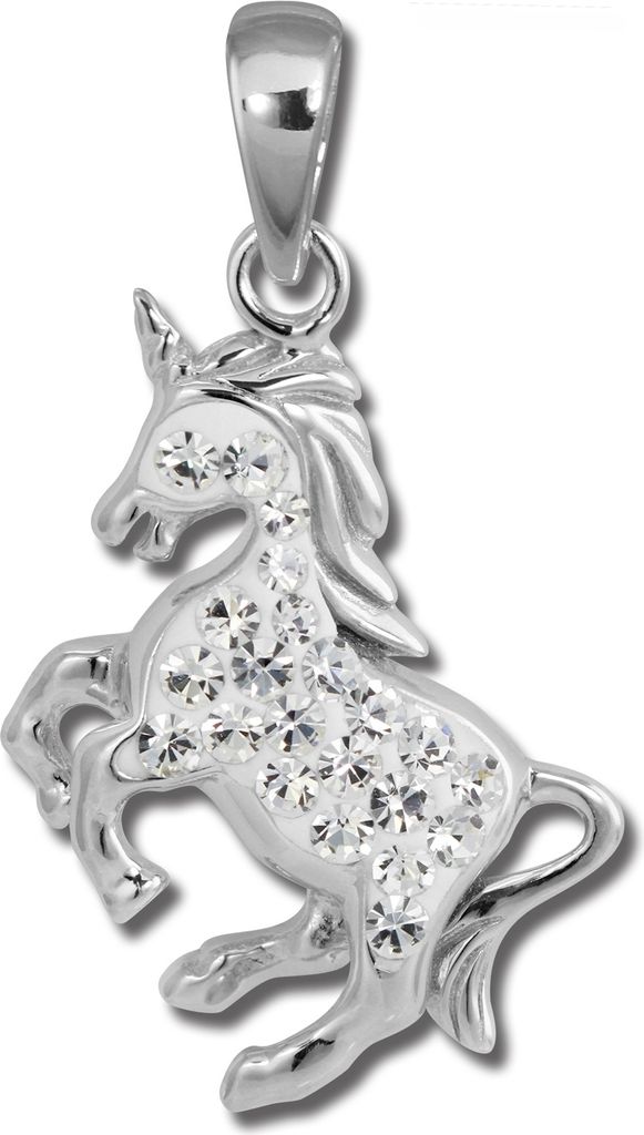 Teenie-Weenie Kinder-Schmuck Anhänger Einhorn glitzer 925 Silber weiß SDH458W