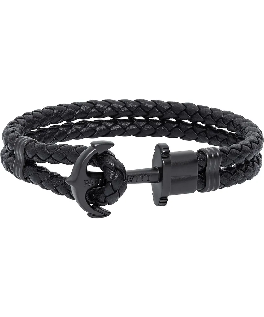 Bracciale Paul Hewitt PHREP Nero: Ancora e Pelle Nera per Uomo