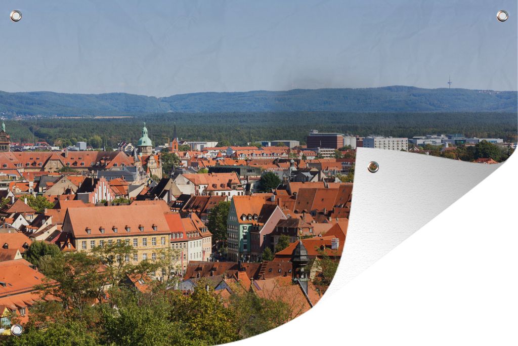 MuchoWow 60x40 cm Outdoor-Poster Gartendeko Sichtschutz Garten Poster für den Garten Blick auf das historische Zentrum von Bamberg