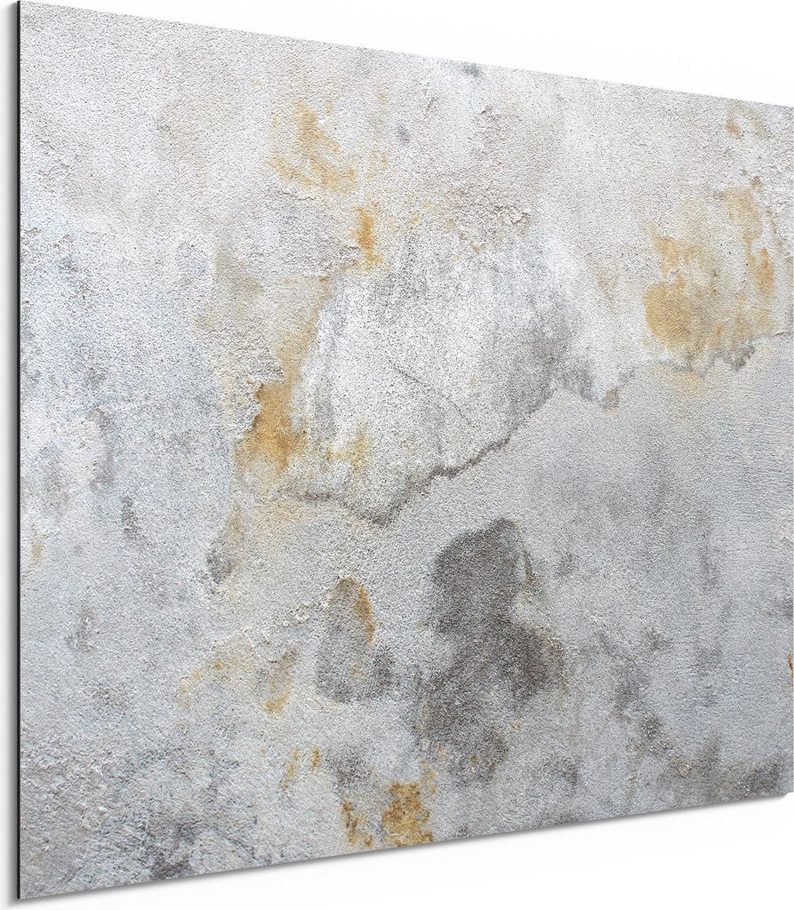 DEQORI Alu-Dibond Bild Weiß 80x60 cm 'Pastellfarbener Putz' Wandbild Metall dünn Design