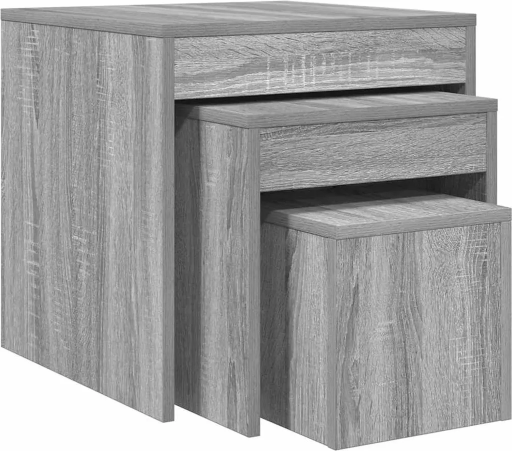 Set 3 Tavolini Sovrapponibili Grigio Sonoma vidaXL | Arredo Salotto Moderno