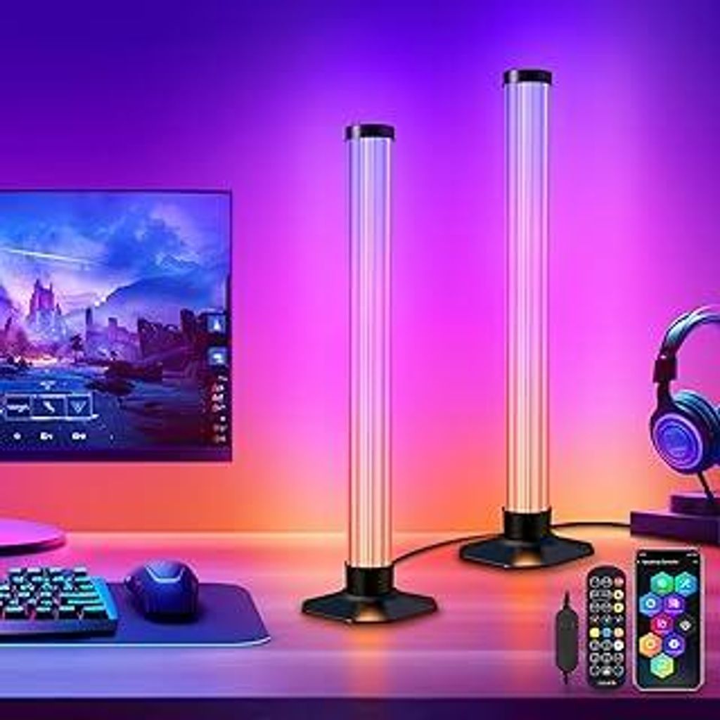 360° Smart LED Lightbar, 42cm RGBIC TV Ambient Lampe, Gaming Led Lampe Funktioniert RGB Ambient Smart Sync mit Musik und APP Control Steuerung fü...
