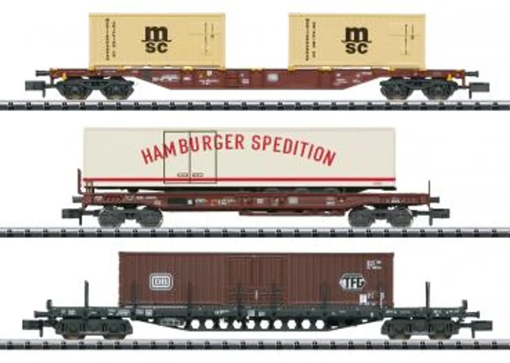 Wagons Minitrix 18702 pour Convoi Conteneurs Trafic Moderne Échelle N