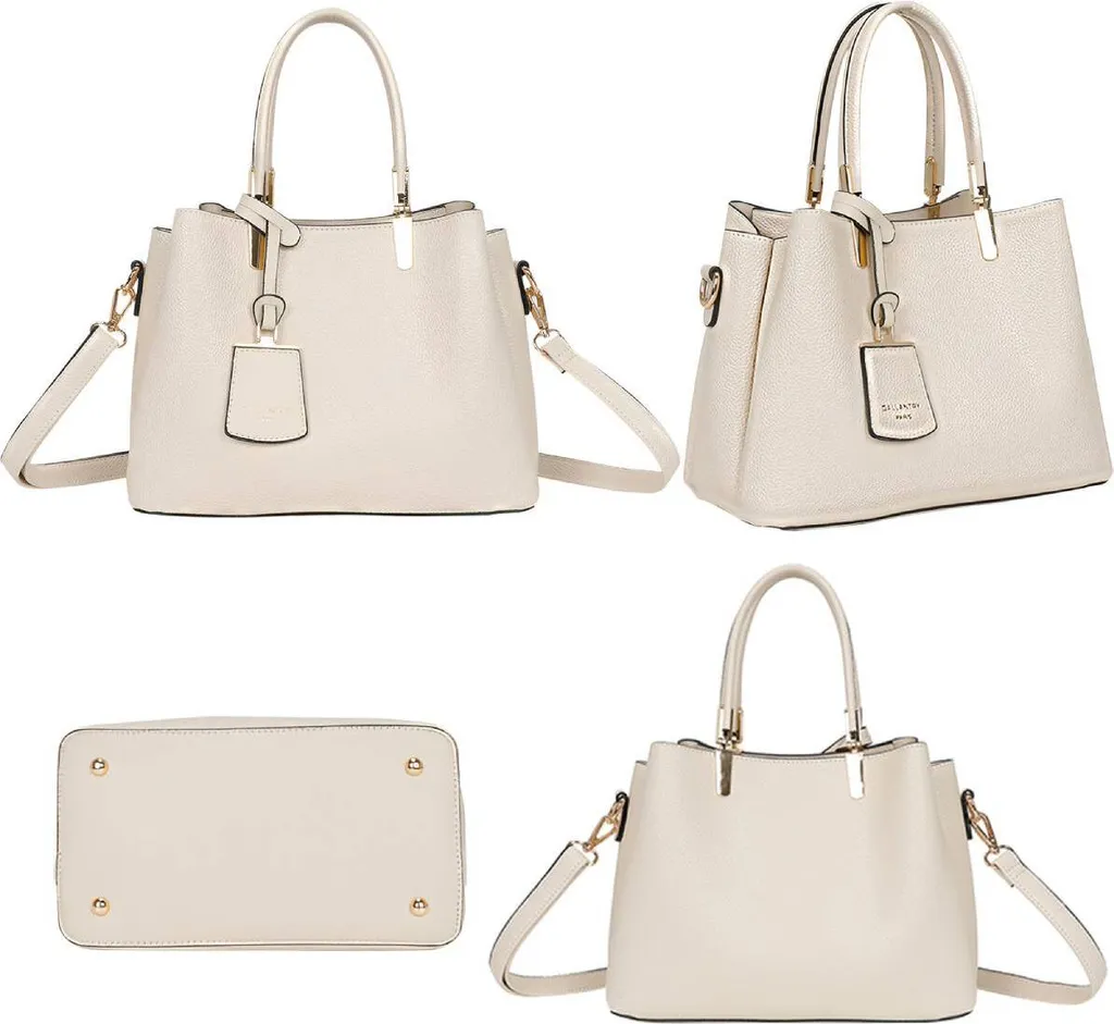 Sac à Main Beige Gallantry Multi-compartiments avec Large Bandoulière