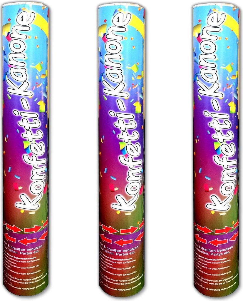 3x Konfettikanone bunt 40 cm Party Hochzeit Geburtstag Shooter Popper Konfettiregen Kanone Partypopper