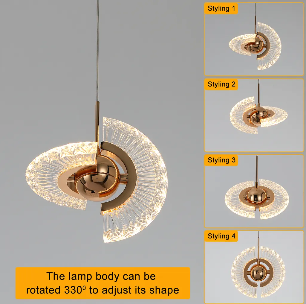 Suspension Cristal Moderne LED Blanc Chaud - Lustre Luxe pour Cuisine