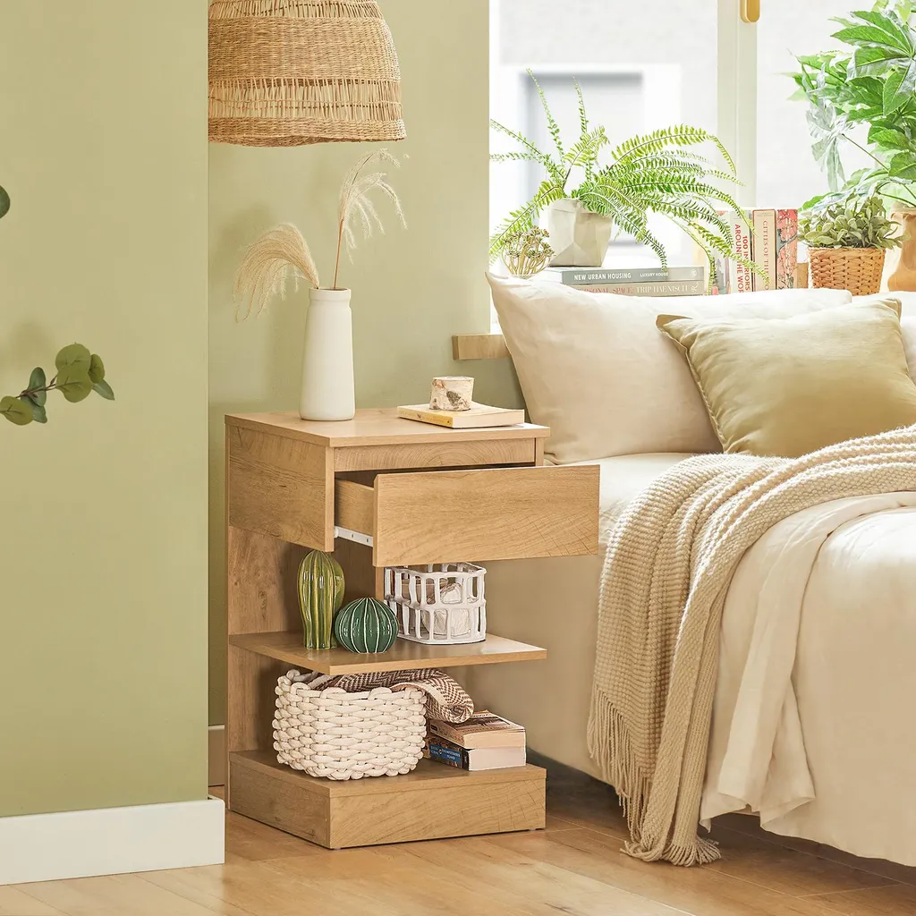 Table de chevet café pour chambre - Solution de rangement spacieuse - 4