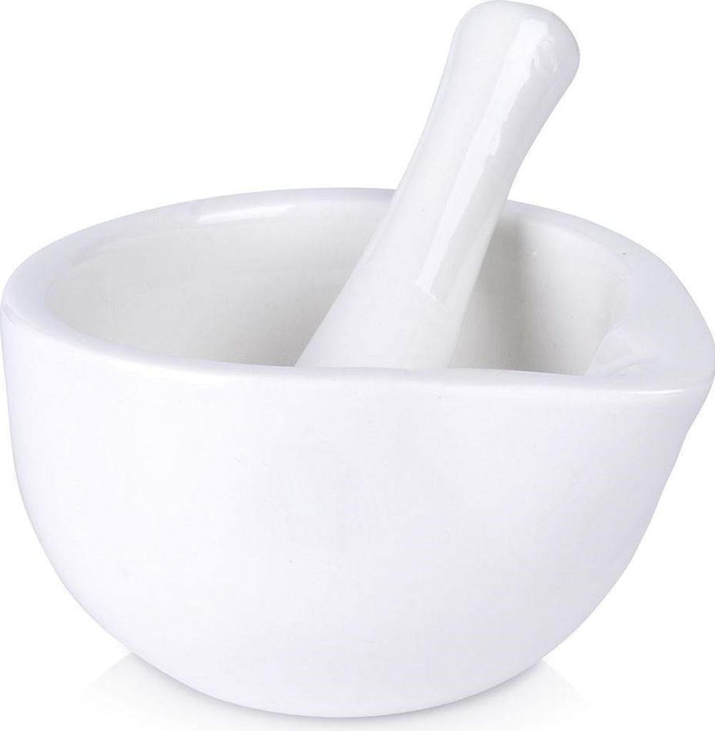 Mortaio in porcellana per tritare spezie, erbe aromatiche e Immagine del prodotto 