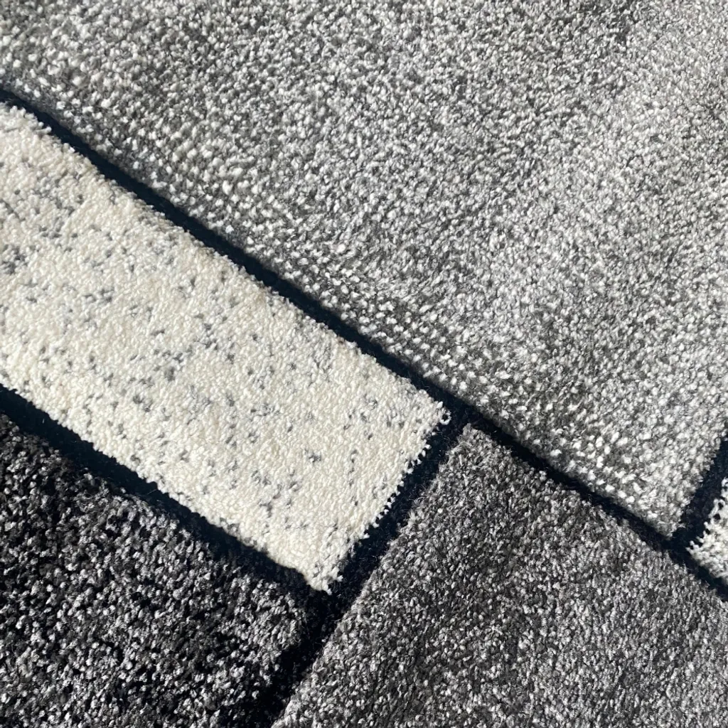 Tapis Design Abstrait Moderne Rectangles Gris - Format 200 x 290 cm - 4