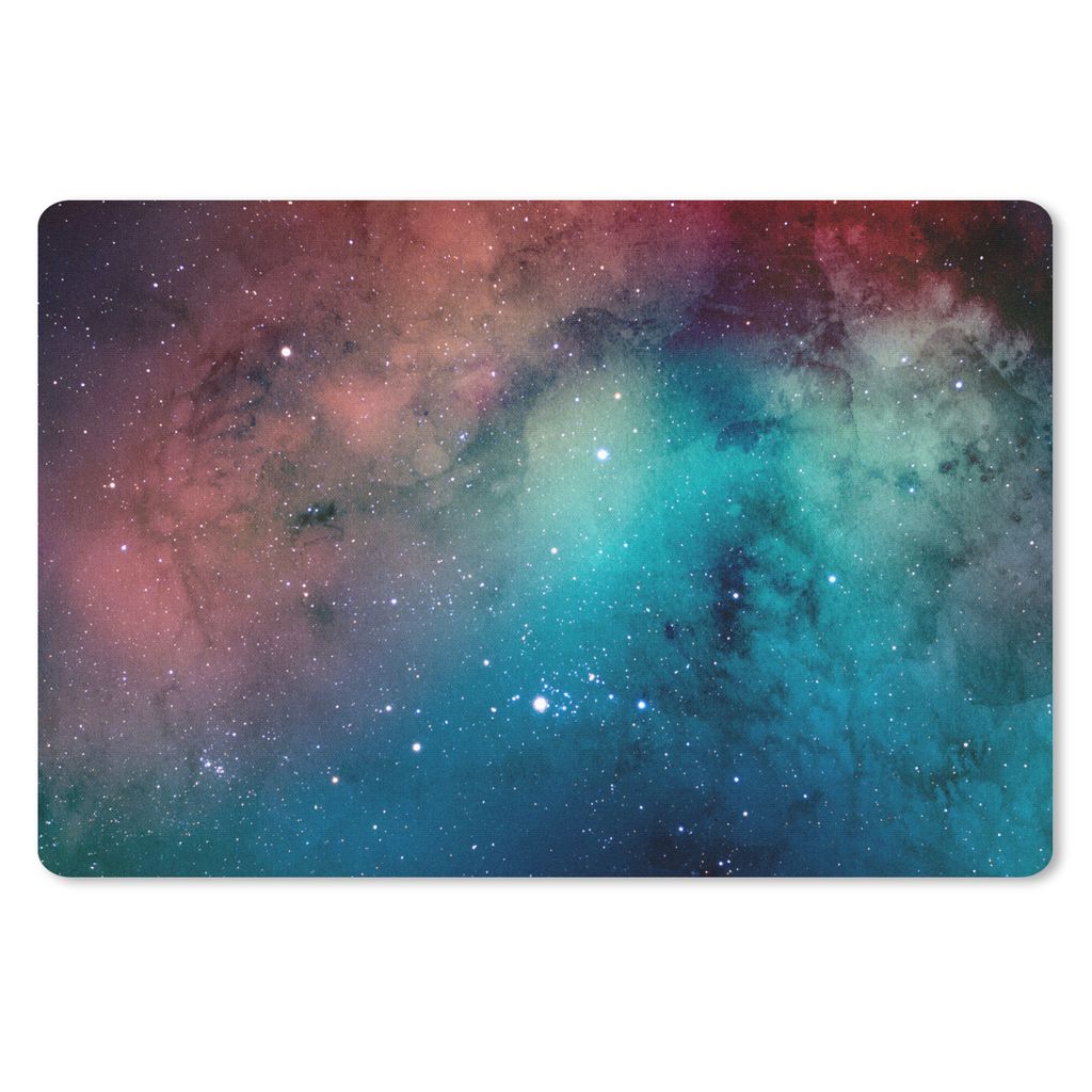 MuchoWow Schreibtischunterlage Aquarell - Sternenhimmel - Blau - Orange 60x40 cm - XXL Mauspad - Großes Mauspad