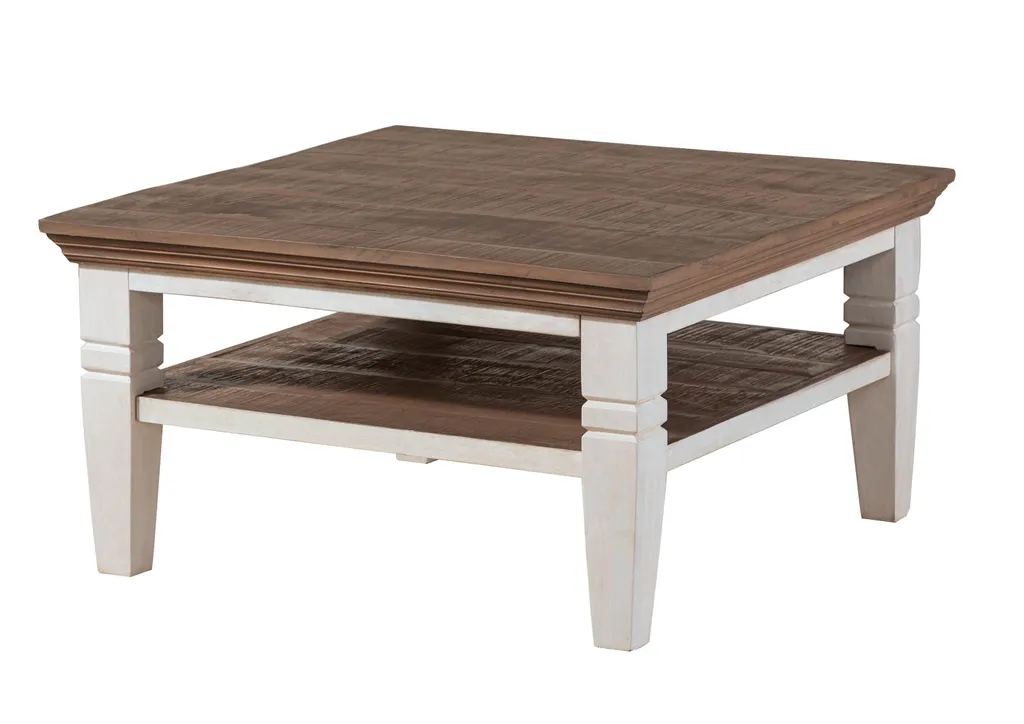 Table basse bois manguier blanc TOULOUSE : robustesse et design 85x85