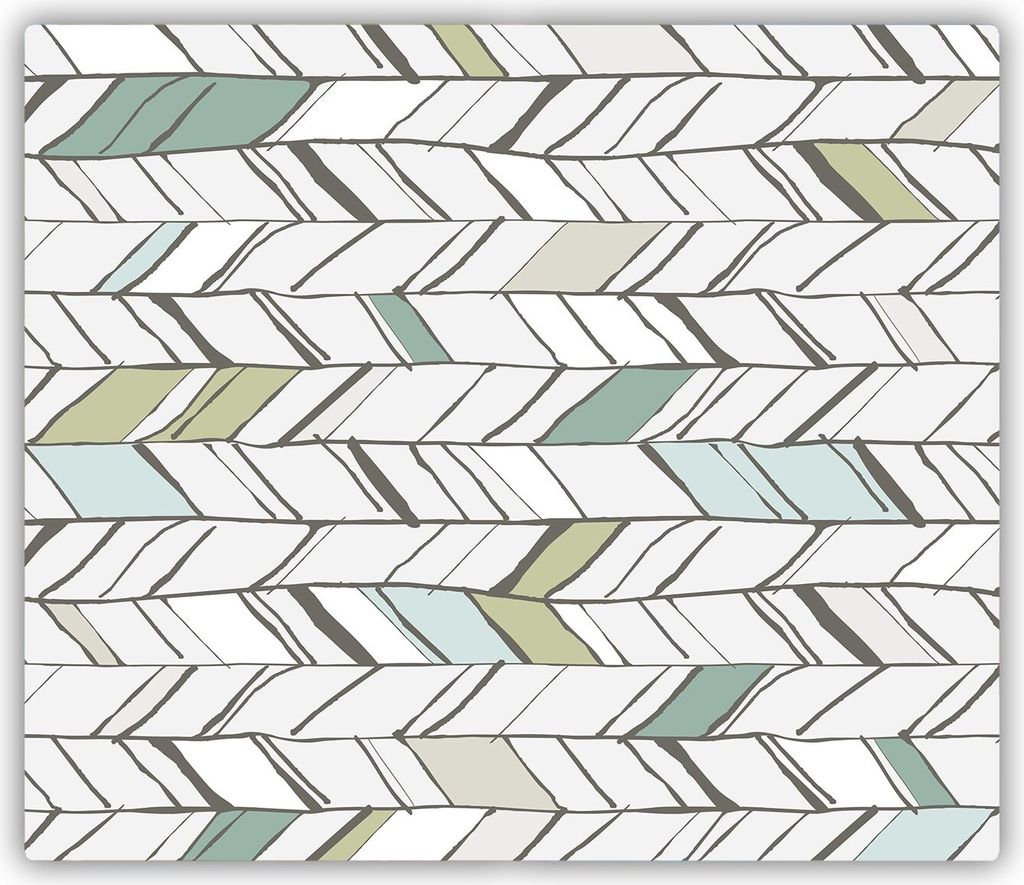 Glas Herdabdeckplatte 60x52 cm Spritzschutz Glasabdeckplatte Schneidebrett Fischgrätenmuster