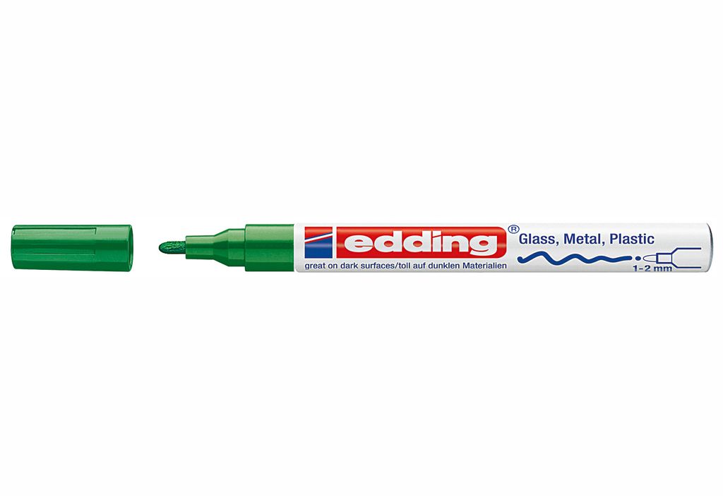 Edding 751, Grün, Grün, Weiß, Fein, Rundspitze, 1 mm, 2 mm Produktbild 