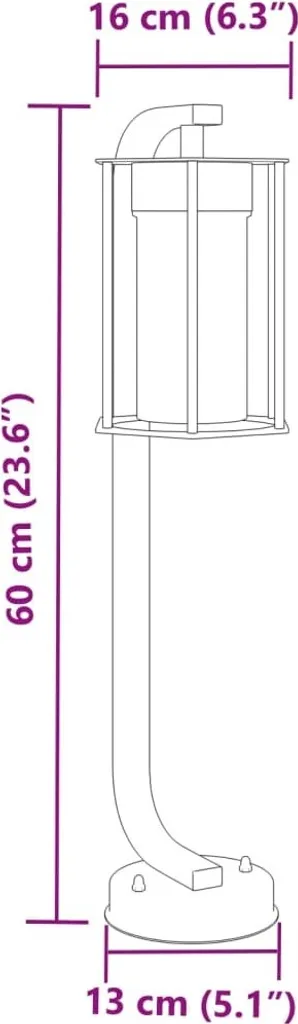 3 Lampes d'allée Inox Noir 60 cm Résistantes aux Intempéries Extérieur