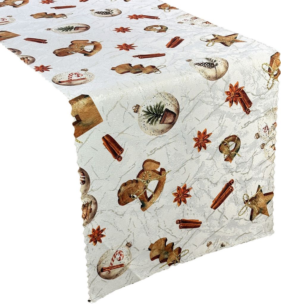Fleckenresistente Tischtuchläufer Wooden Story Gold 50x100 cm