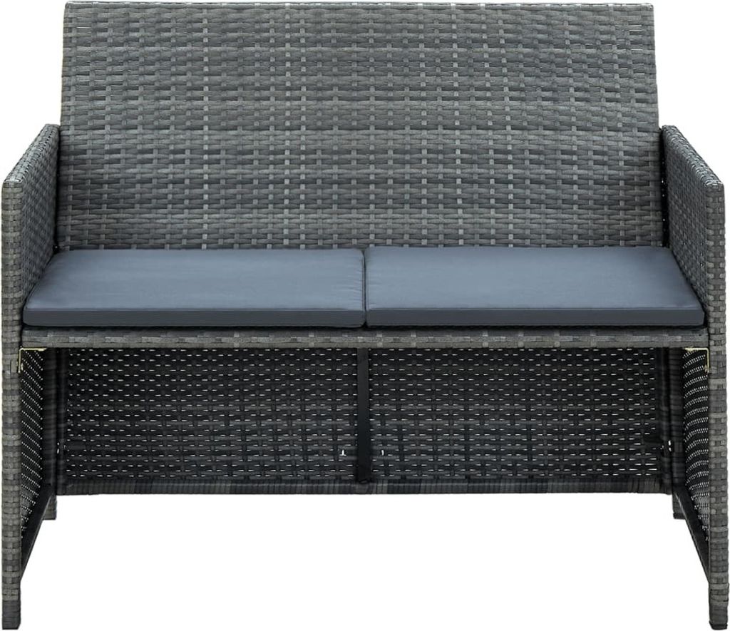 vidaXL Canapé de jardin 2 places avec coussins Gris Poly Image du produit 