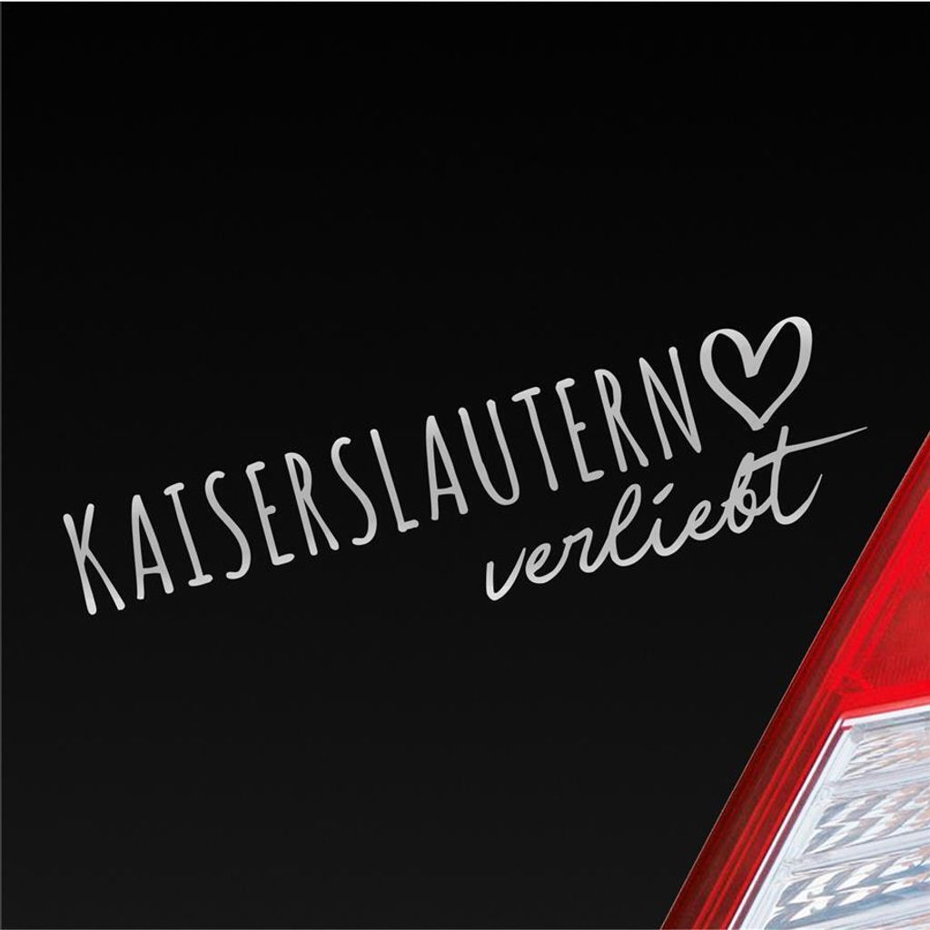 Auto Aufkleber Kaiserslautern verliebt Herz Stadt Heimat Liebe Car 19x5 cm Silber Sticker Heckscheibenaufkleber