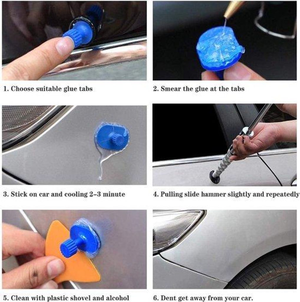 Auto-Reparatur-Kit für kleine Dellen - Entfernungstabs - Klebe-Tabs - Werkzeug für Auto-Dellen-Reparatur