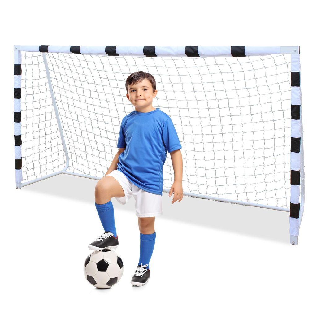 Kinder Fußballtor 305x201 cm (10x6,6 Ft), portabel für den Garten, mit Netz, ideal für Jugendtraining & Hinterhof, blau