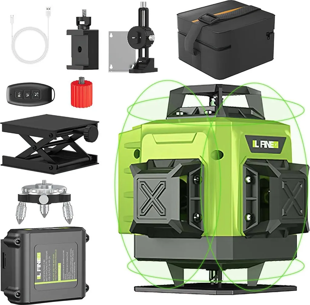 Niveau laser rotatif 4D 16 lignes faisceau vert haute visibilité 30m