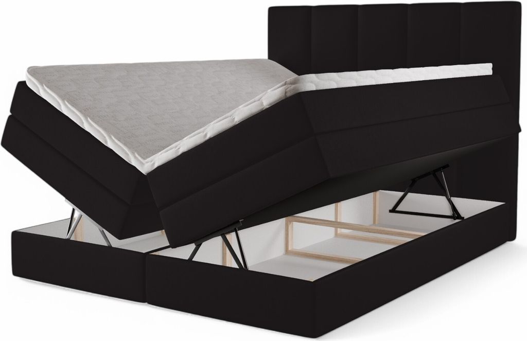 Kontinentales Boxspringbett Agentha 160x200 – Polsterbett mit Bettkasten, 3 Matratzen, elegantes Stauraumbett, Boxspringbetten Samt Piano 17