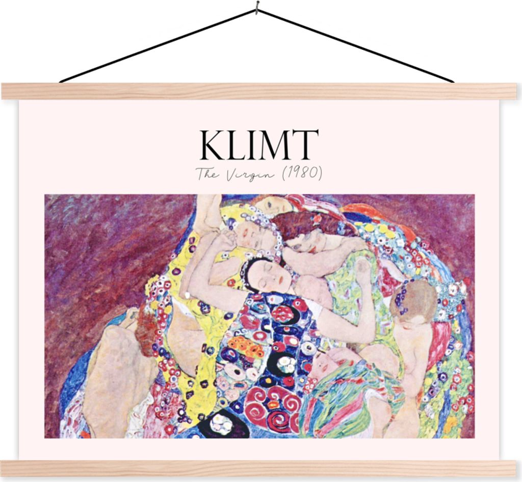 MuchoWow Textilposter Kunst - Gustav Klimt - Die Jungfrau (1980) 60x45 cm mit holzfarbenen Rahmen - Bild