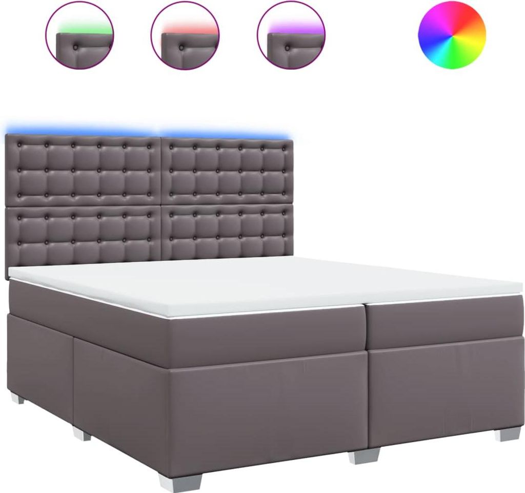 vidaXL Boxspringbett mit Matratze Grau 200x200 cm Kunstleder