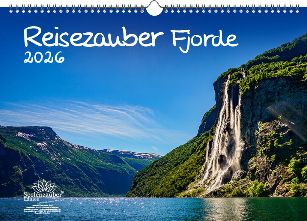 Reisezauber Fjorde DIN A3 Kalender für 2026 Bach Fluß Baum Bäume Wald Natur - Seelenzauber