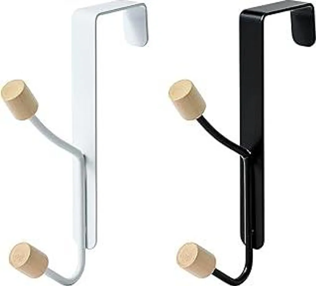 2 Ganci Appendiabiti da Porta Legno Metallo 17cm - Ordine e Stile
