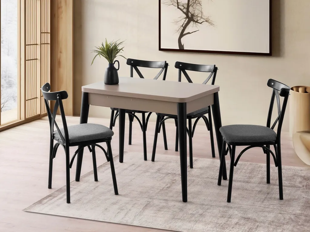Table à Manger Moka Clair 100x75x60 cm en Bois Compact Dolunay 1285