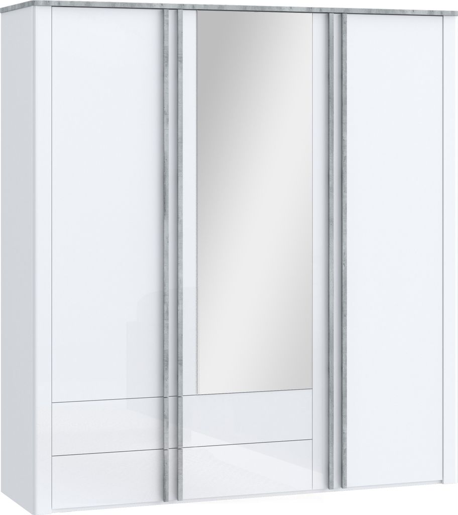 Furniture24 Kleiderschrank Buganvilla Bgvs937-M783 Schrank 201 X 215.6 X 58.4 Cm Mit Spiegel Hochglanz Mdf