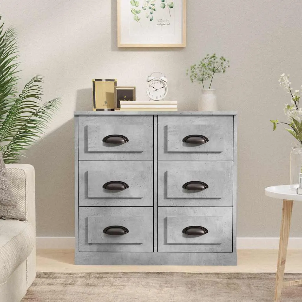 vidaXL Credenza grigio cemento 70x35,5x67,5 cm materiale a base di legno