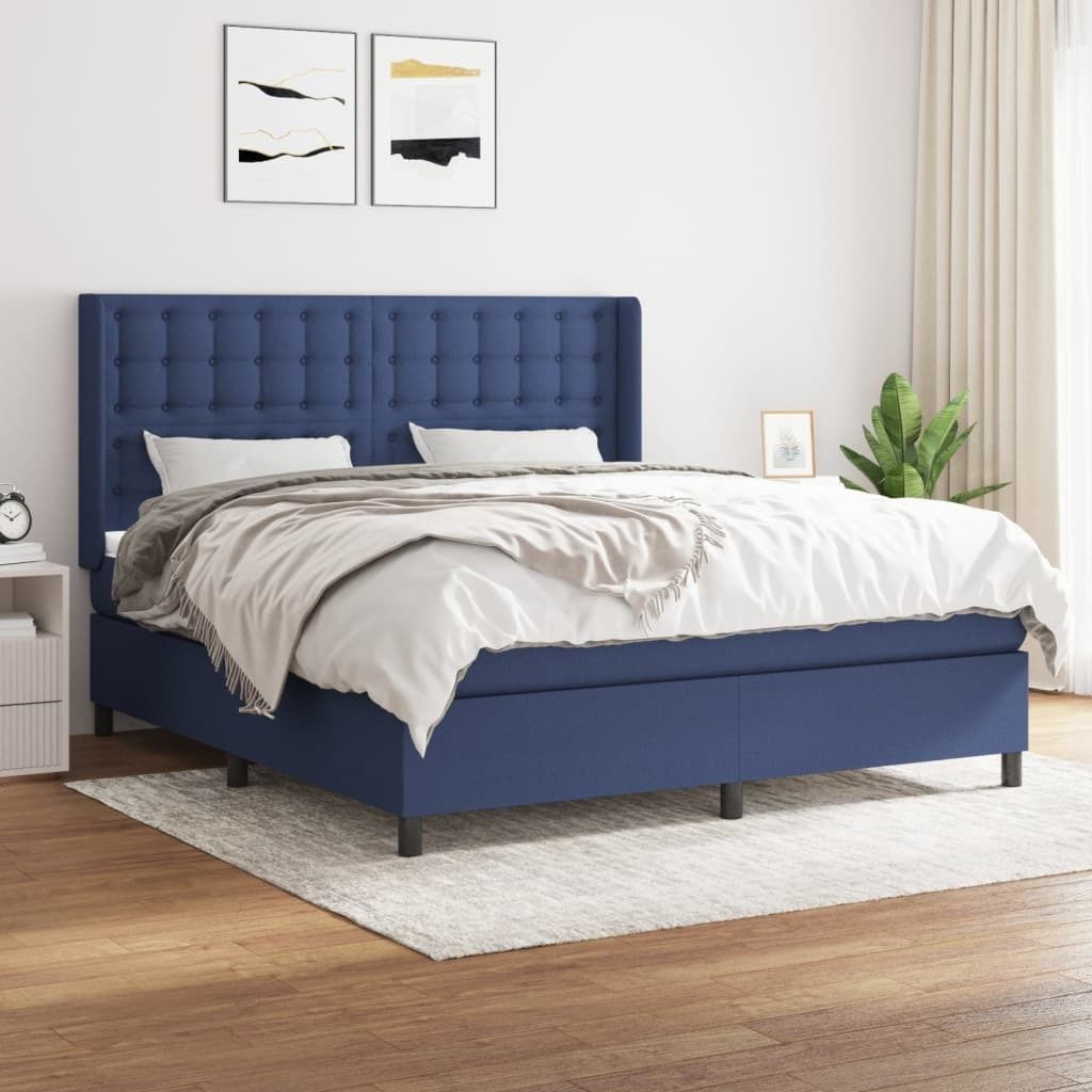 Maison Exclusive - Boxspringbett mit Matratze Blau 180x200 cm Stoff