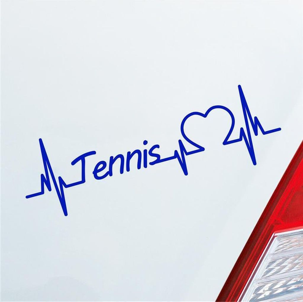 Auto Aufkleber Tennis Herzschlag Ballsport Wimbledon Fans Sport Liebe 19x6 cm Dunkelblau Sticker Heckscheibenaufkleber