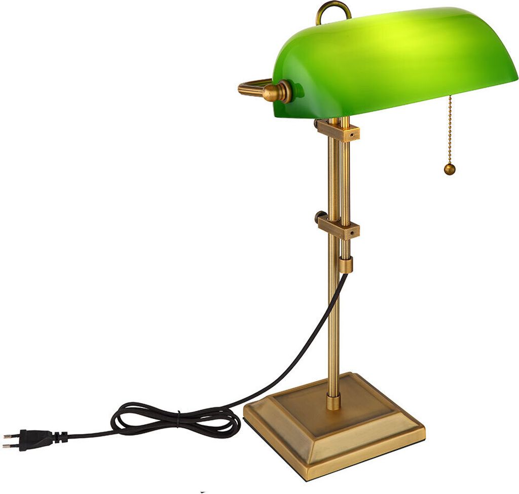 LED Bankerlampe Tischlampe, grün, messing, Produktbild 10